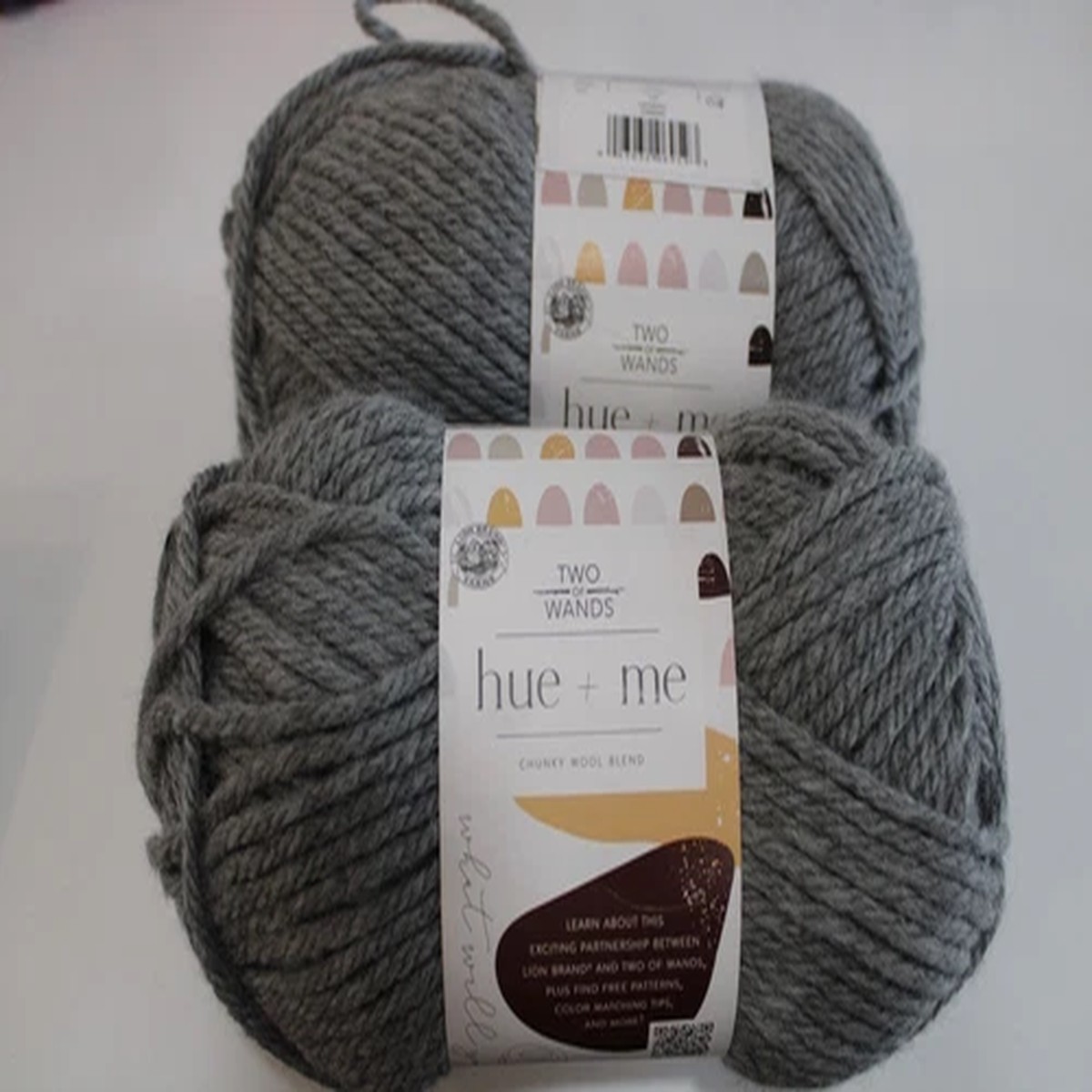 LION BRAND HUE + ME YARN Bulky, Lot of 2 Cement