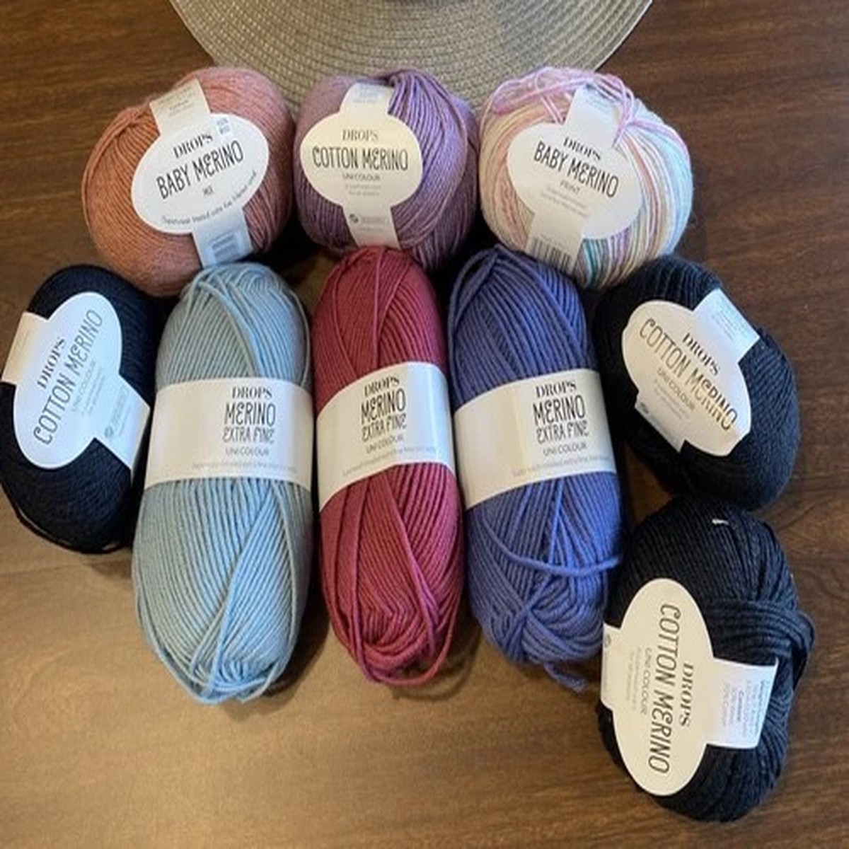 9 Skeins Drops Merino Yarn 100% Wool And Cotton Medium Worsted Knitting