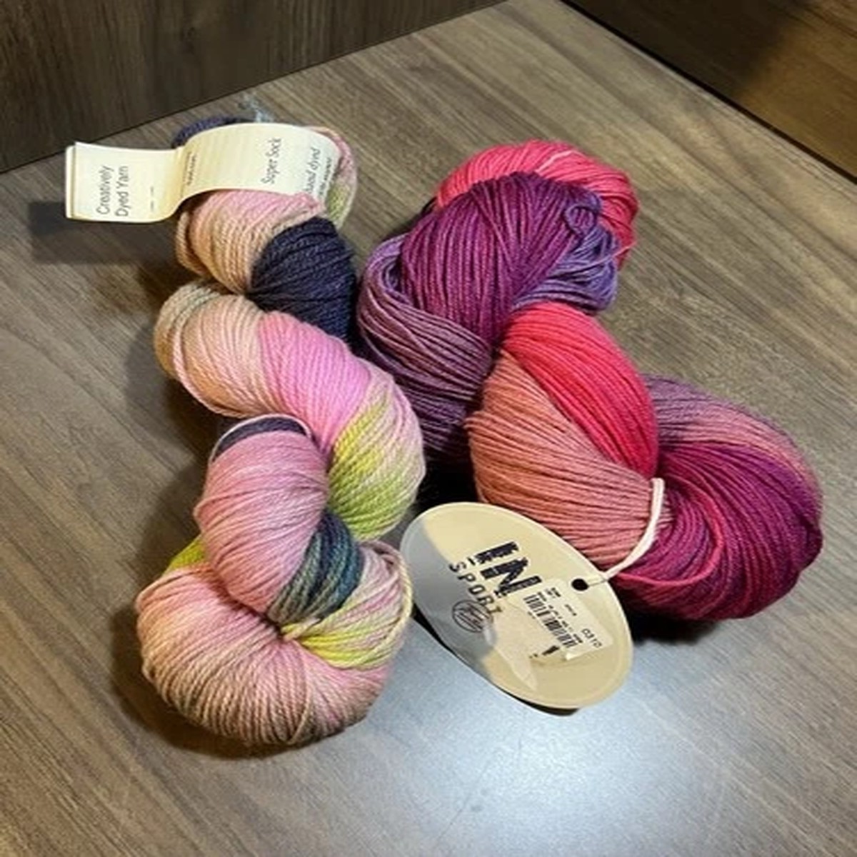Creatively Dyed SUPER SOCK Yarn 2 COLORS Wool/ Nylon 390yds ea. Set of 2