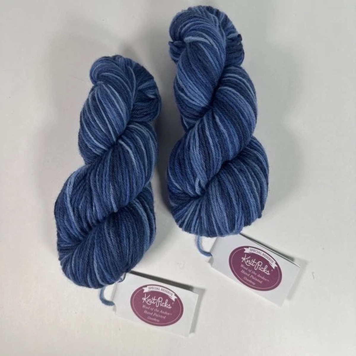 KNIT PICKS Special Reserve Hand Painted Wool Yarn 2 Hanks Chambray Worsted