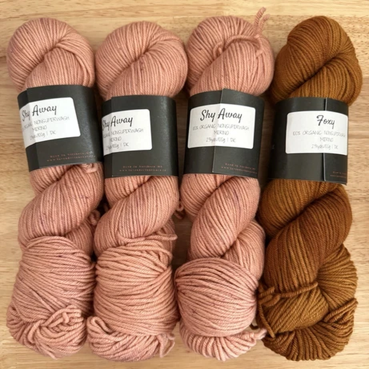 Lavander Lune Hand Dyed Organic Nonsuperwash Merino DK Yarn, 4-Skein Lot