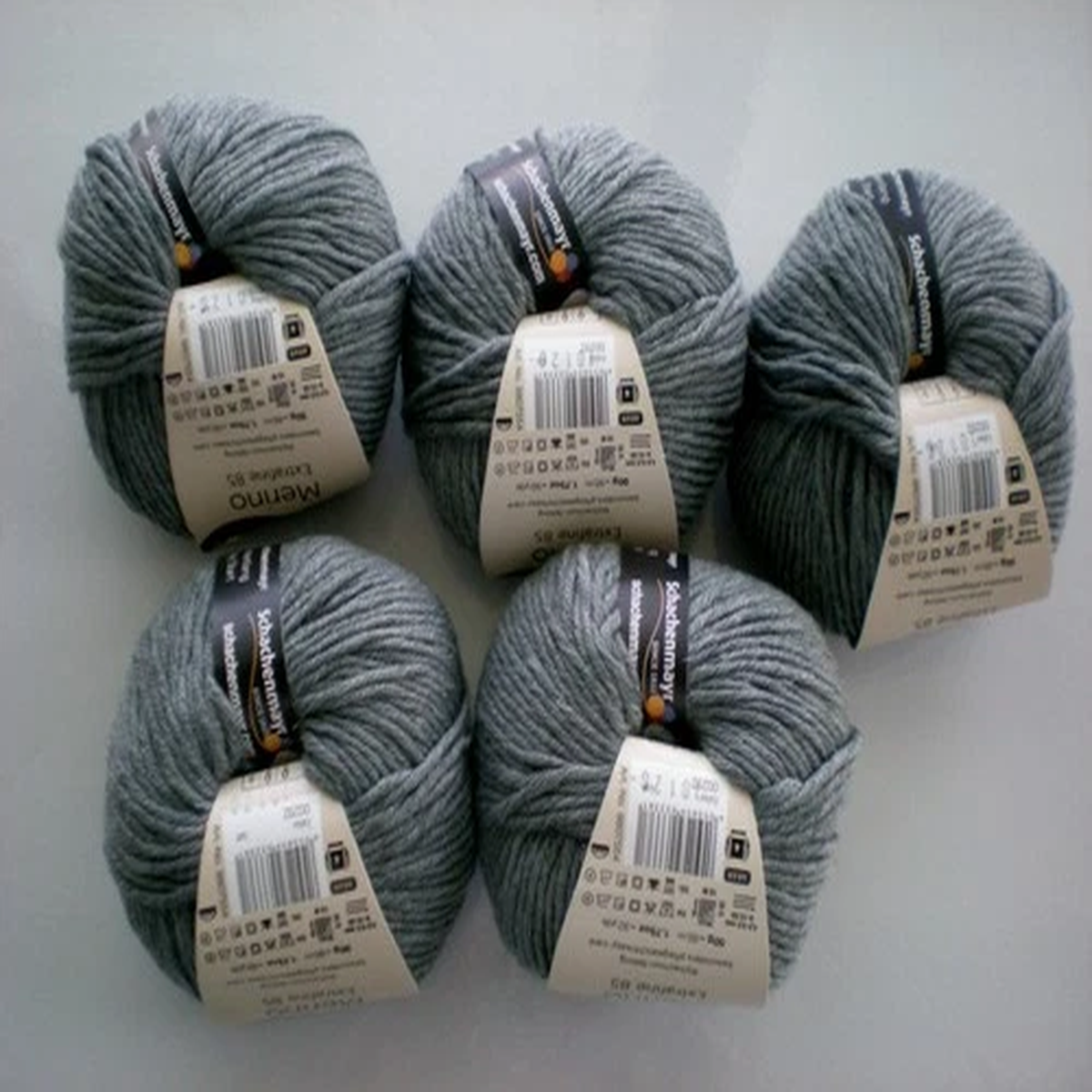 5 Cakes Yarn Schachenmayr Merino Extra Fine 85 Gray Wool NEW