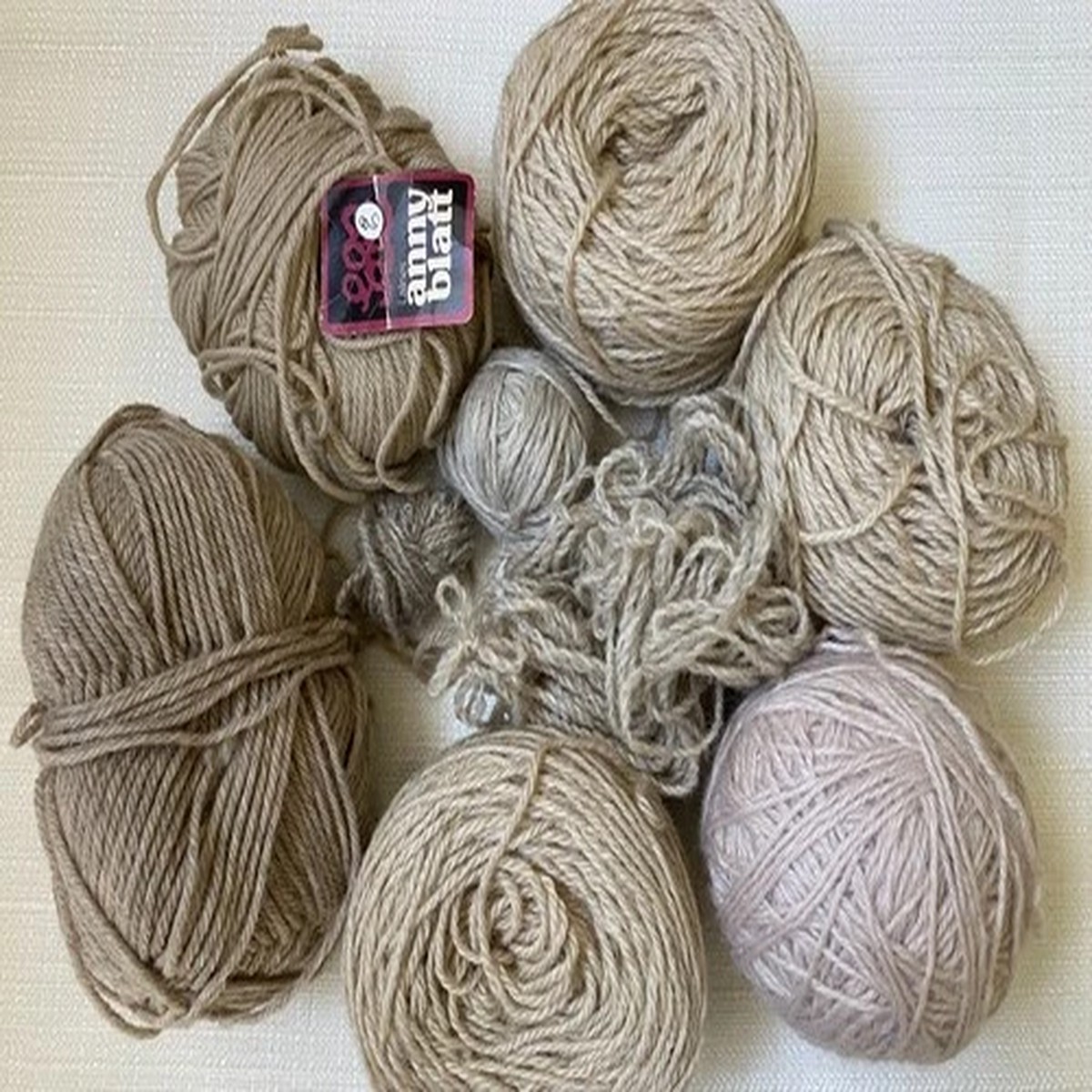 LOT of leftovers 100 % Undyed WOOL yarn in shades of Grey; over 1 lb.