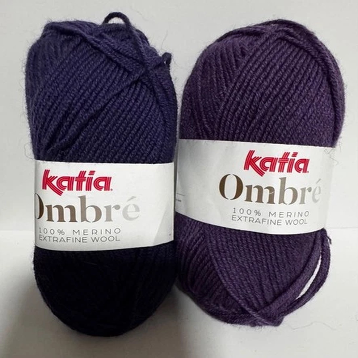 2 skeins Katia Ombre Yarn 100% extra fine Merino Wool purple lavender
