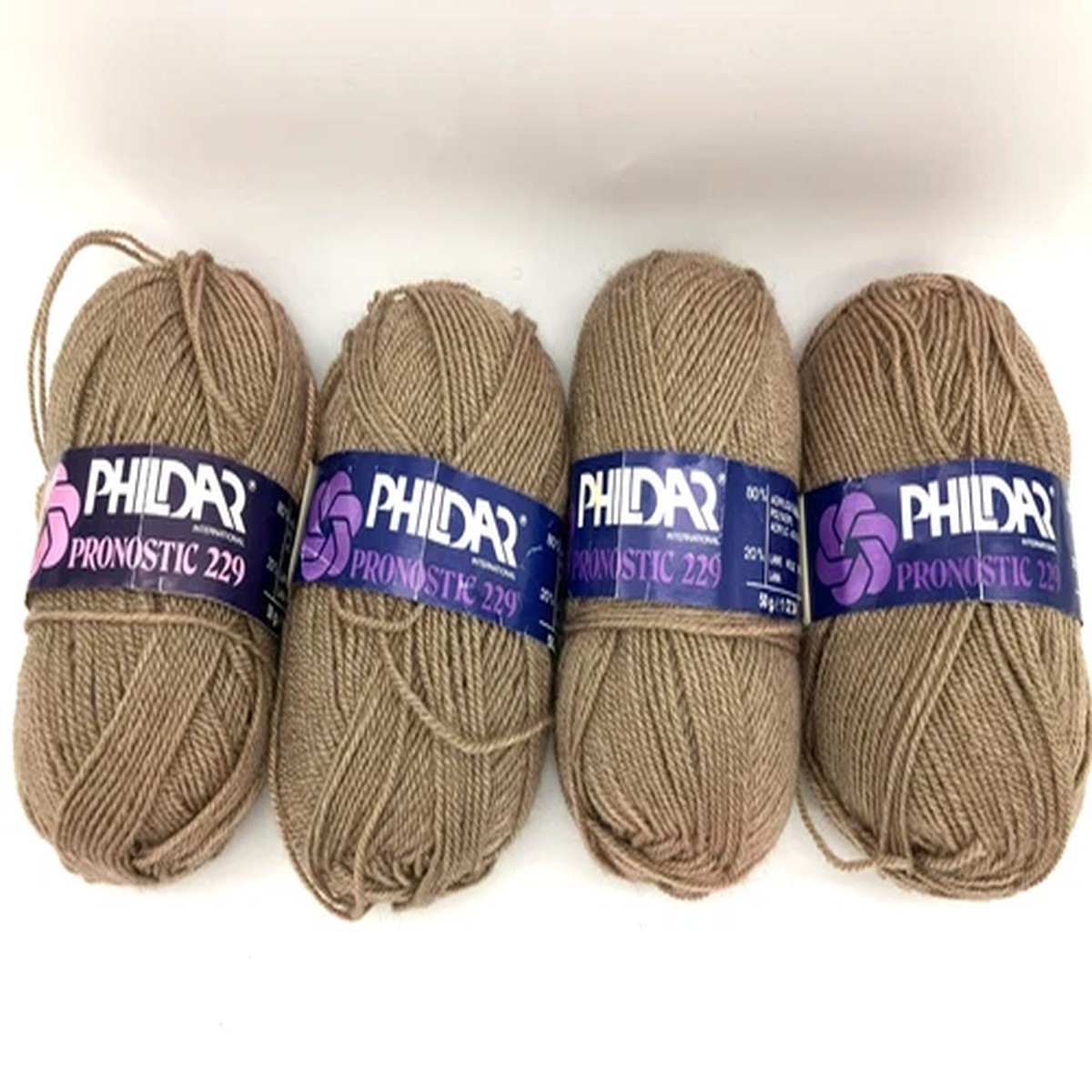 4 Vintage Skeins PHILDAR PRONOSTIC 229 Brown Yarn Acrylic Wool Blend Belgium