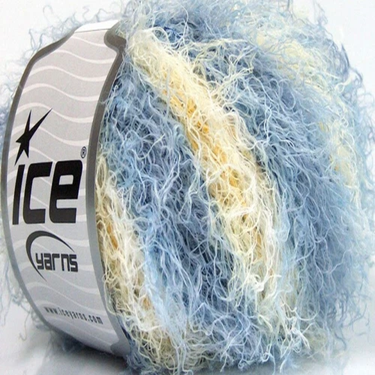Blue Yellow White Modena Viscose 59580 Ice Yarn Striping Wool Bl Eyelash 50g 71y
