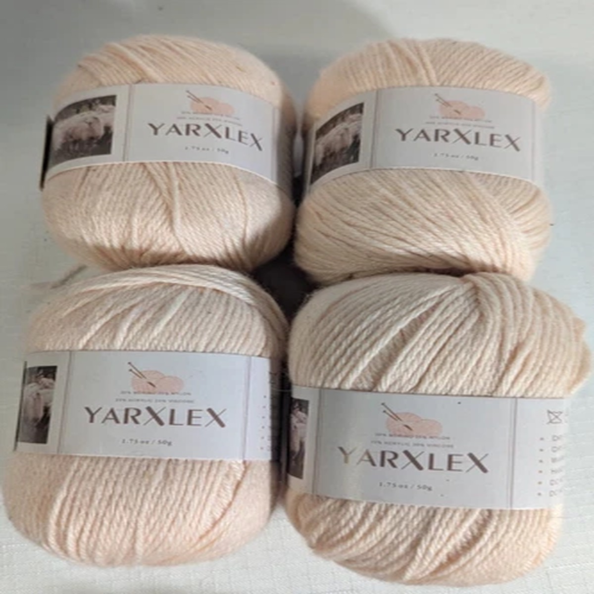 Lot of 4 YarXlex 35% Merino Wool Yarn Light Soft Pink New