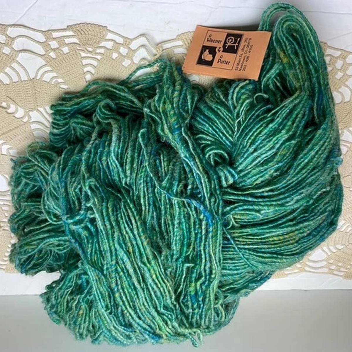 Vintage Hand Spun&DyedWoolYarn "A Weaver&APotter" Indy Variegated Worsted 660Yds