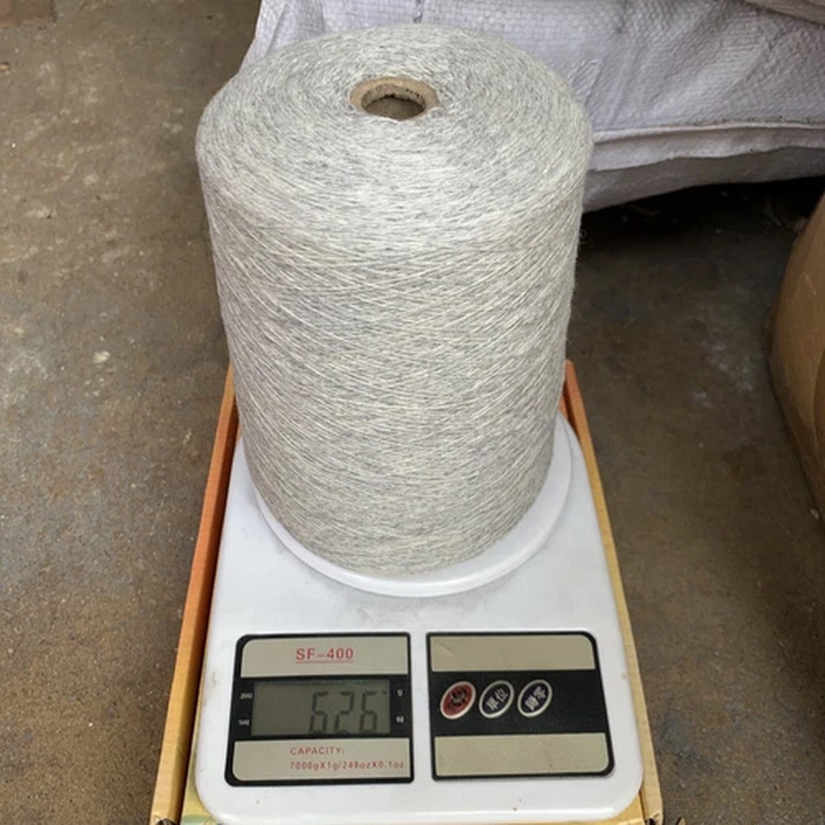 100% lambswool yarn cone in light grey #1