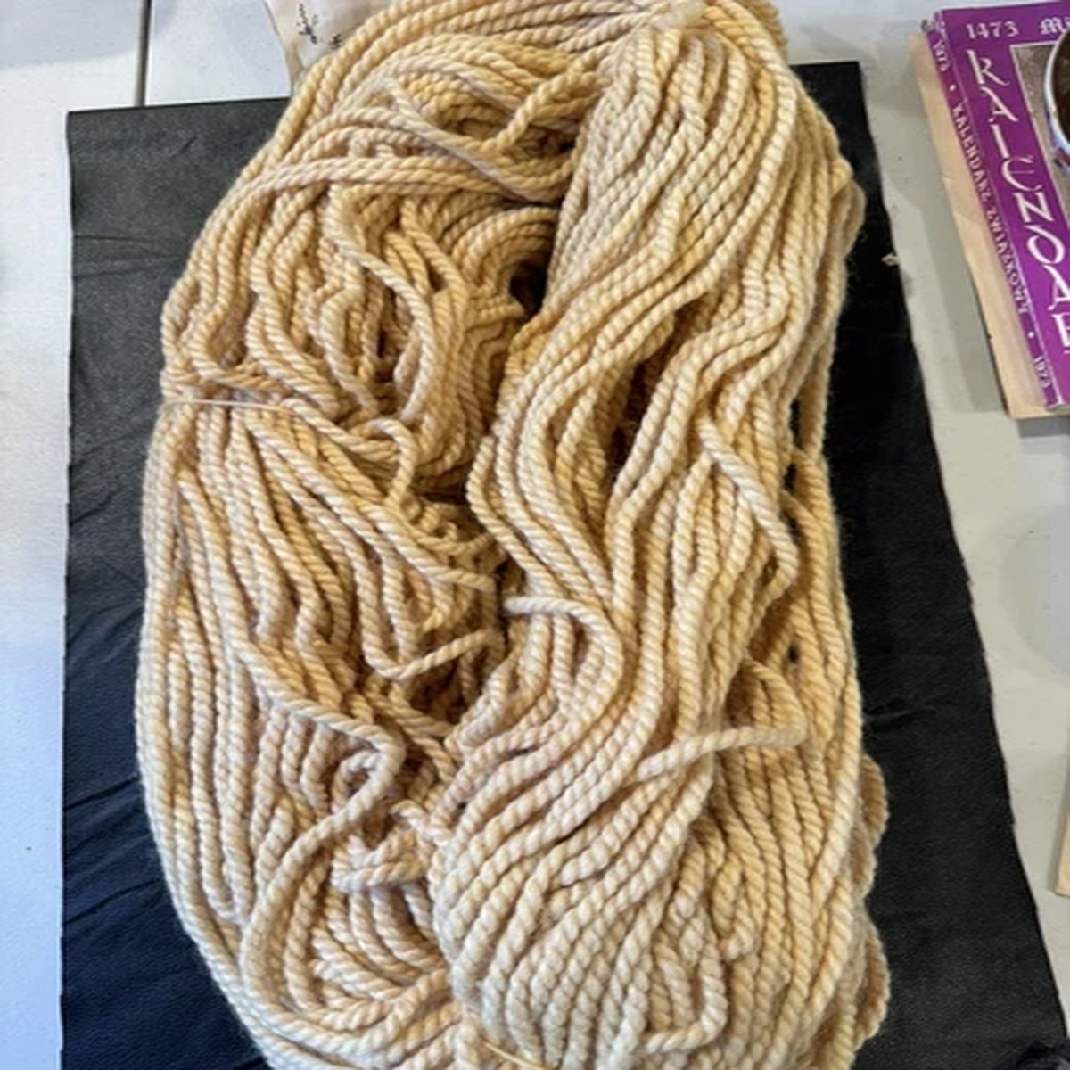 2.186 LBS Hand Spun Hand Dyed Yarn. WOOL! Made In Maine. Buttercream Blond