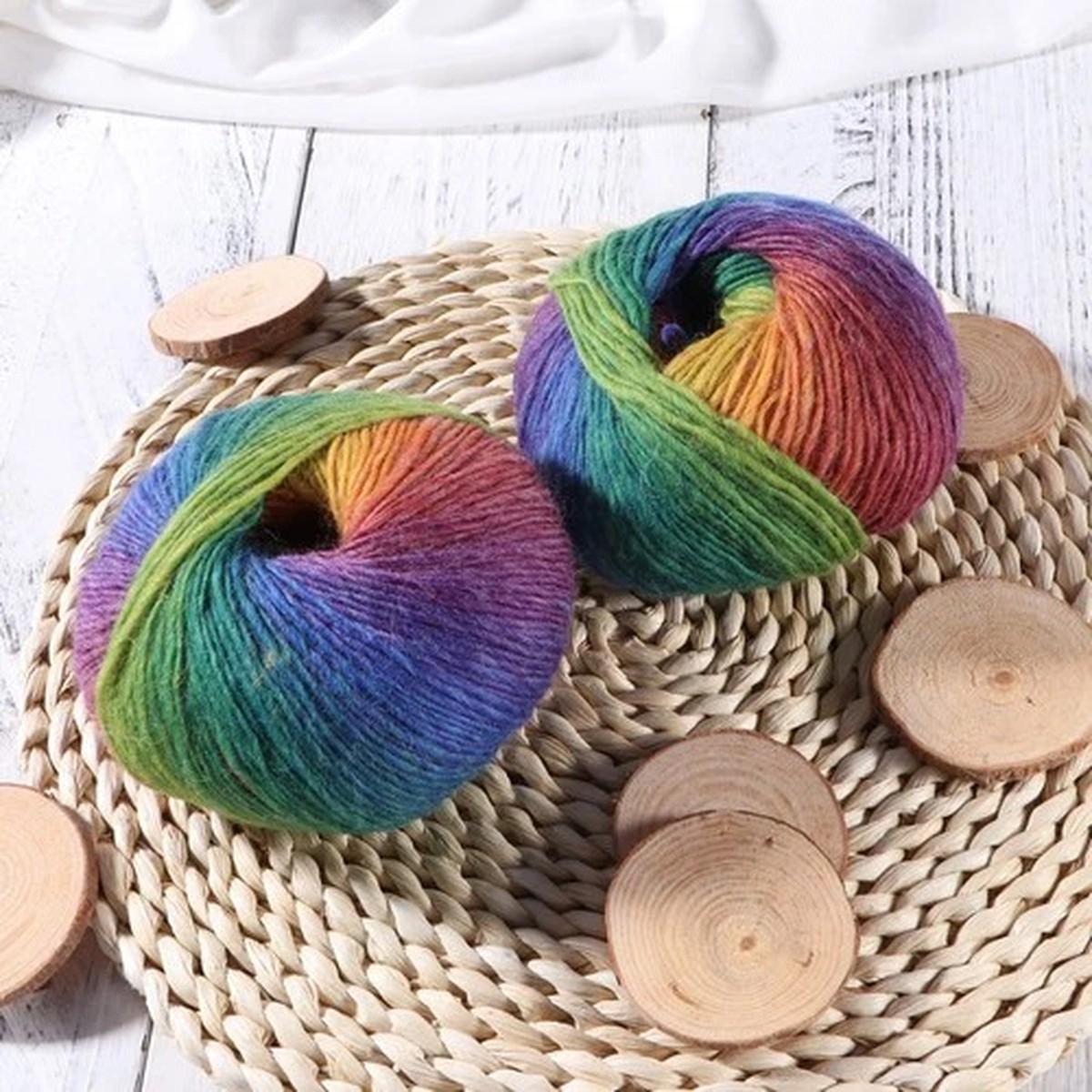2Pcs Multi Color Wool Knitting Yarn Durable for Sewing and Crochet Use
