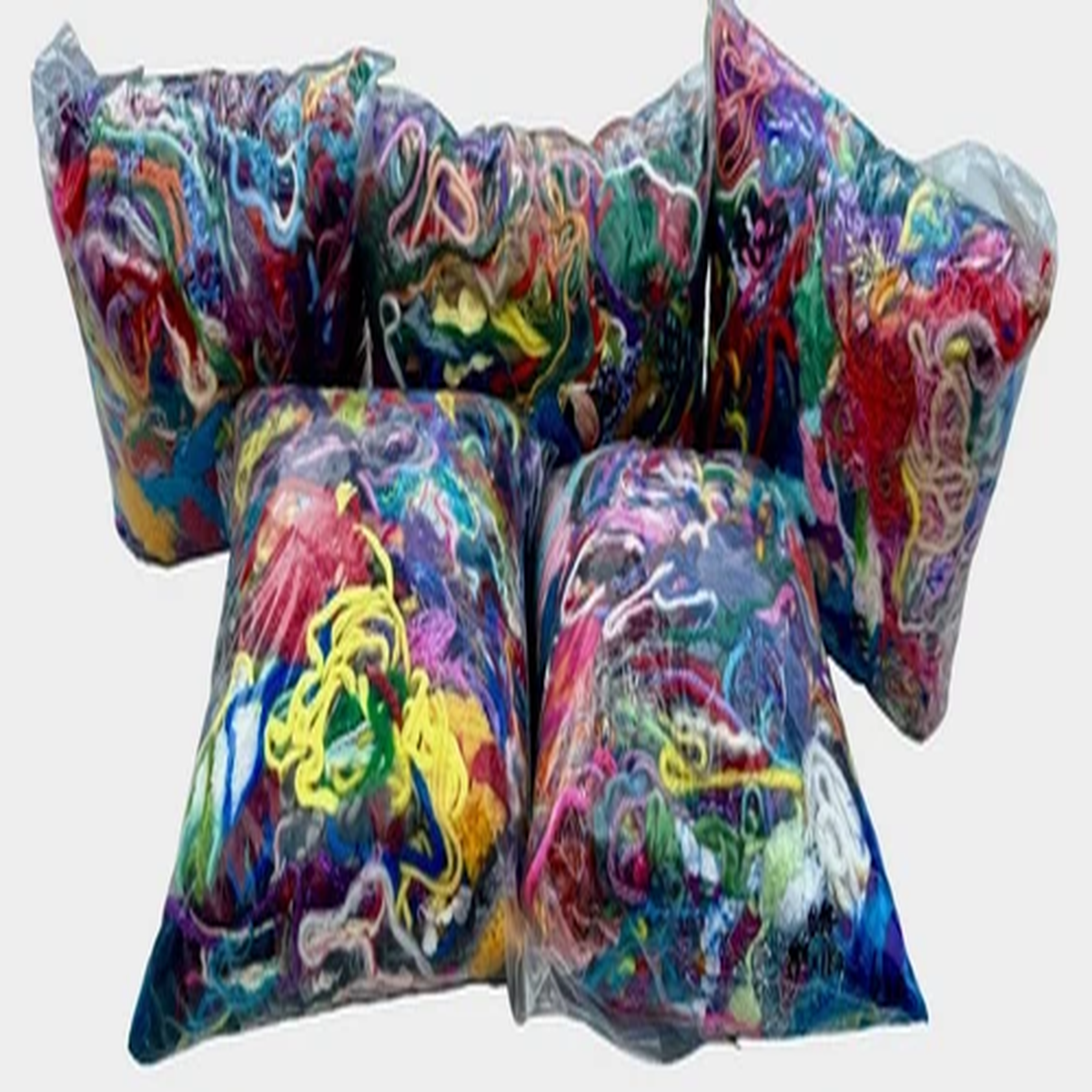 Crafters Fantastic Colorful Assortment of Fiber/Yarn Scraps 9x6 Baggie FULL