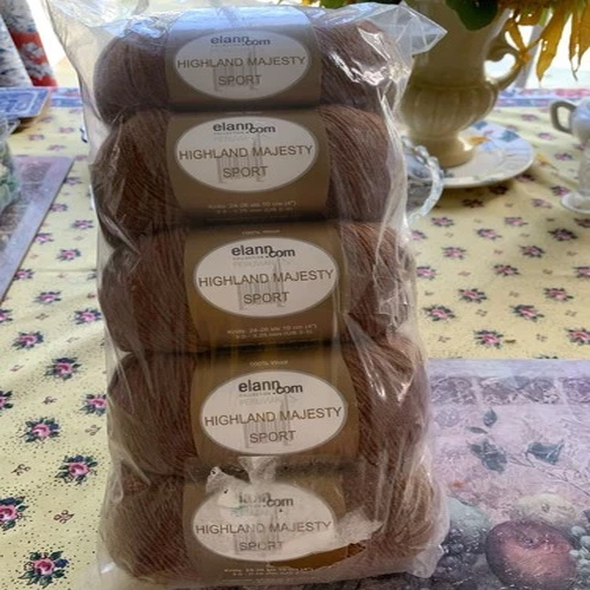 Elann Highland Majesty Sport Peruvian Yarn Medium Brown 5 Skeins