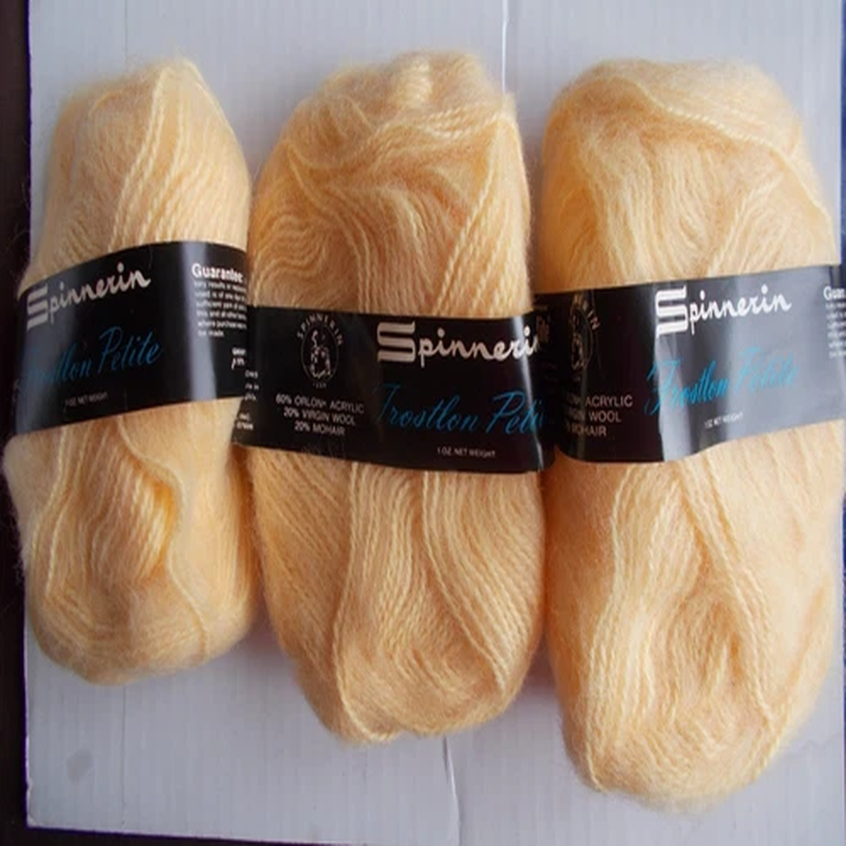 Spinnerin Frostlon Petite mohair blend yarn, Wheat, lot of 3 (92 yds, 1 oz each)