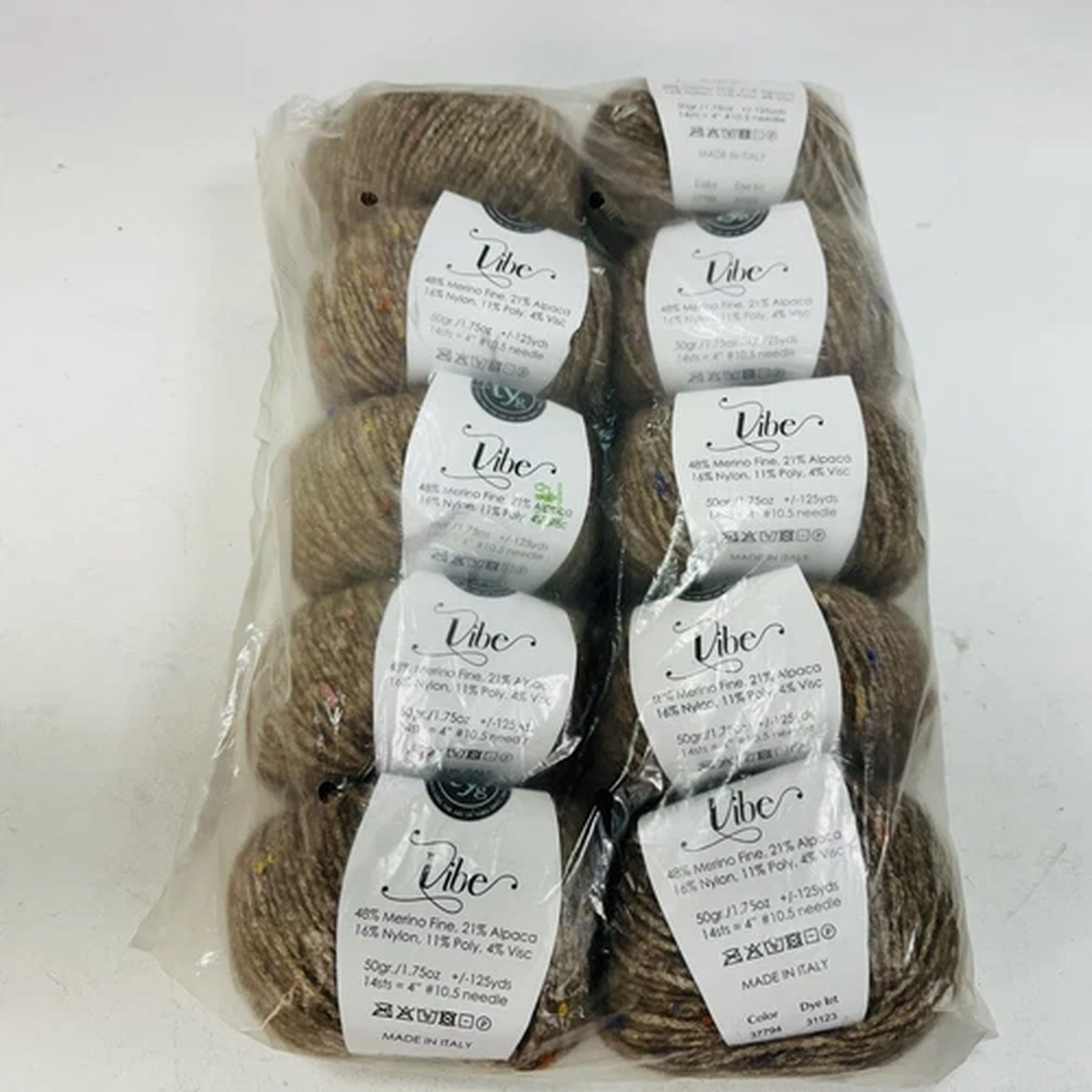 10 Balls - Trendsetter Tyg Vibe Yarn 50gr / 1.75oz 125yds Color 37794, Taupe