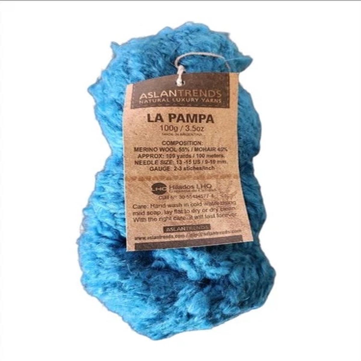 Aslan Trends La Pampa Yarn Merino Mohair Blend Boucle Teal Argentina