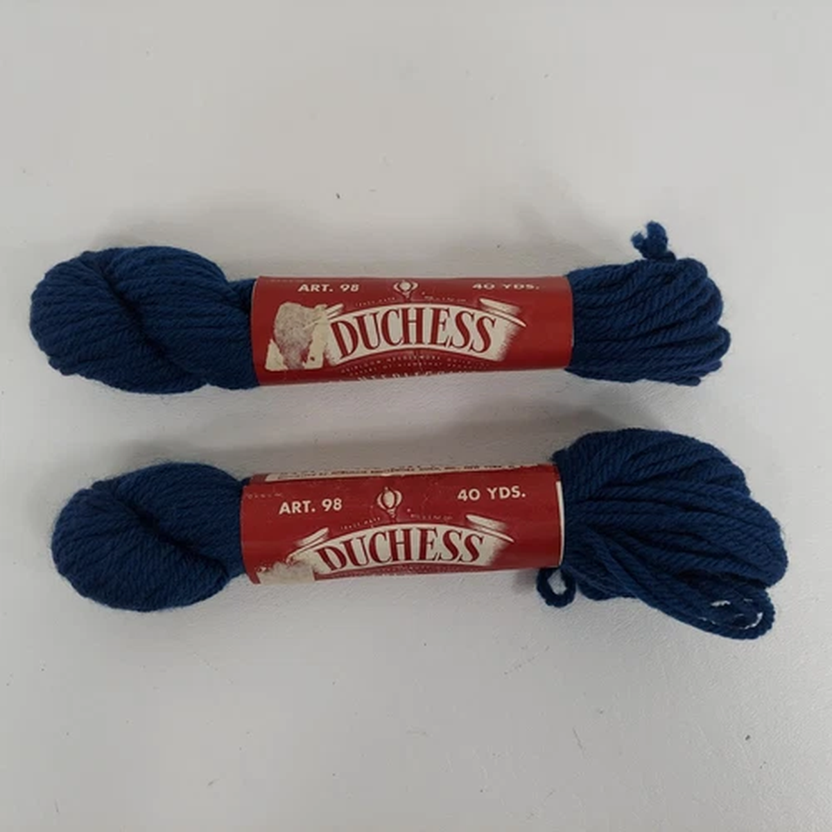 Duchess 100% Pure Virgin Wool Needlepoint Yarn 2 Hanks 80 Yards Dk Blue USA VTG