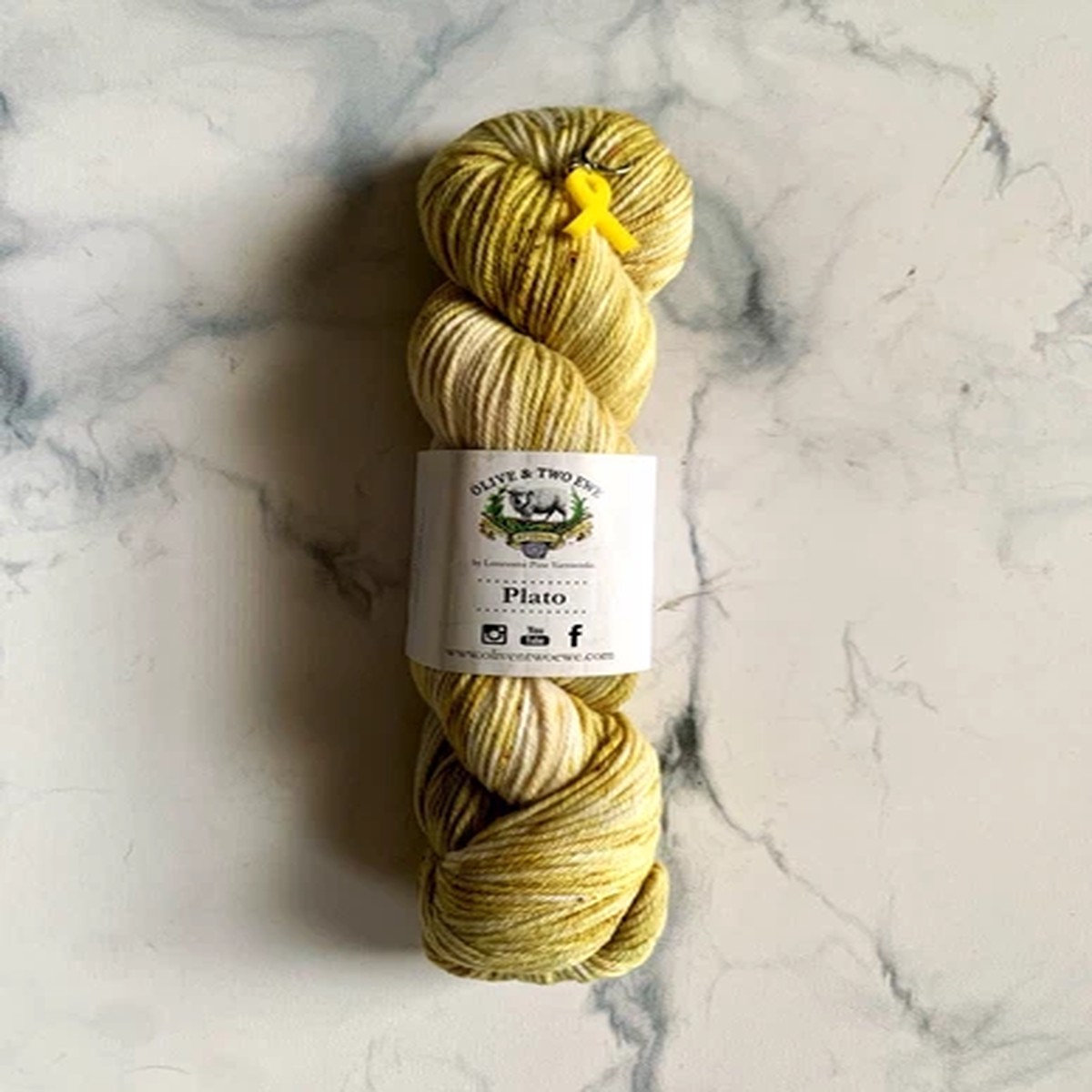 Olive & Two Ewe Plato DK 4-Ply Yarn SW Merino/Nylon Hand Dyed Yellow Cream Skein