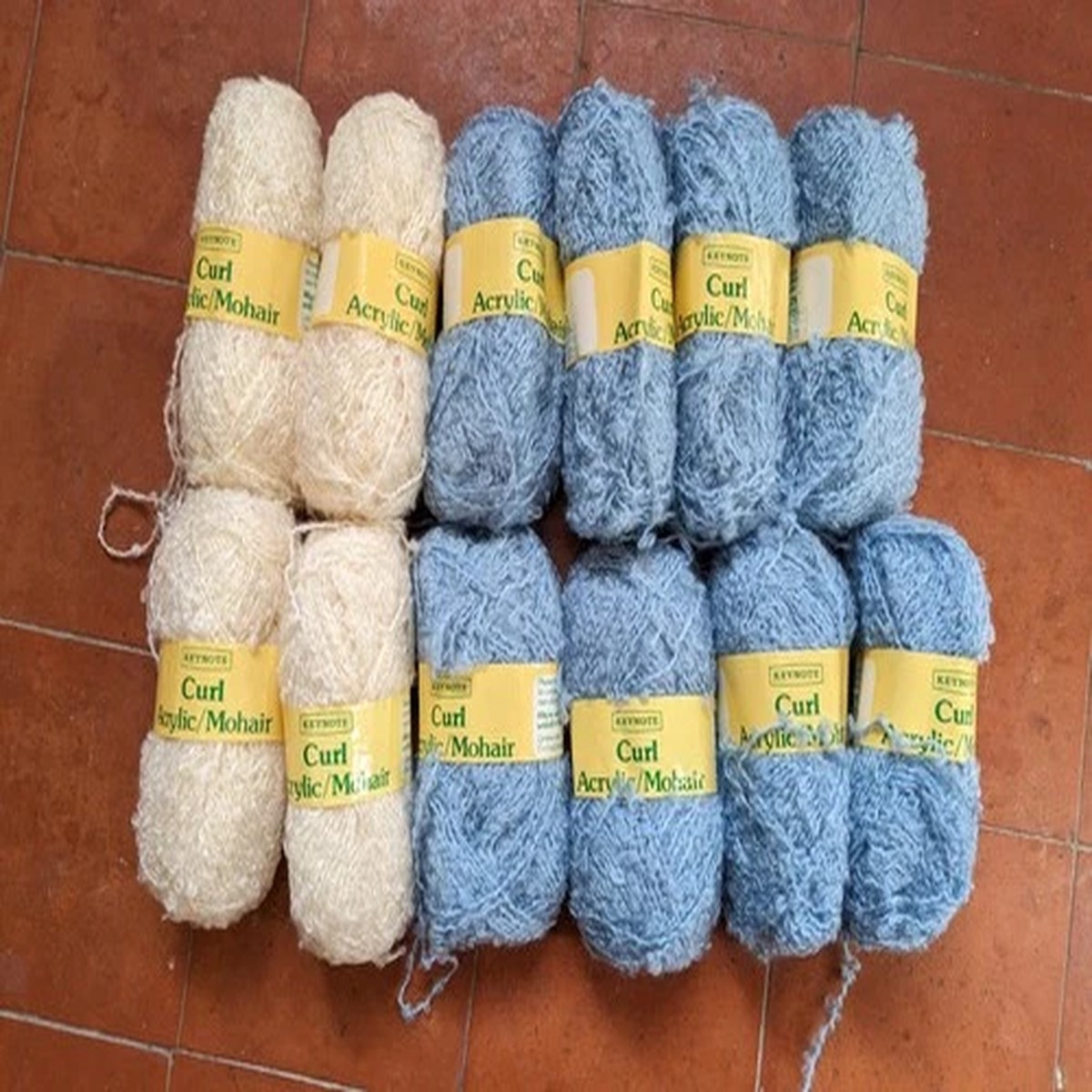 Vtg 480G KEYNOTE CURL mohair loop BLUE BLONDE MIX LOT - WOOL YARN 4mm DK