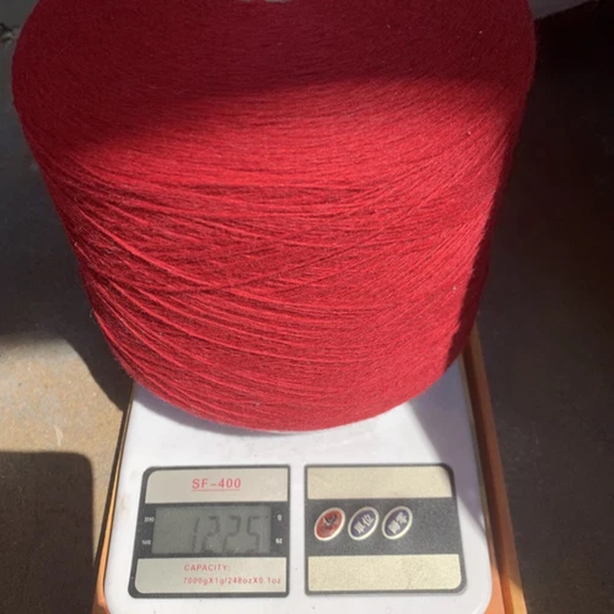 100% wool yarn cone in red #1