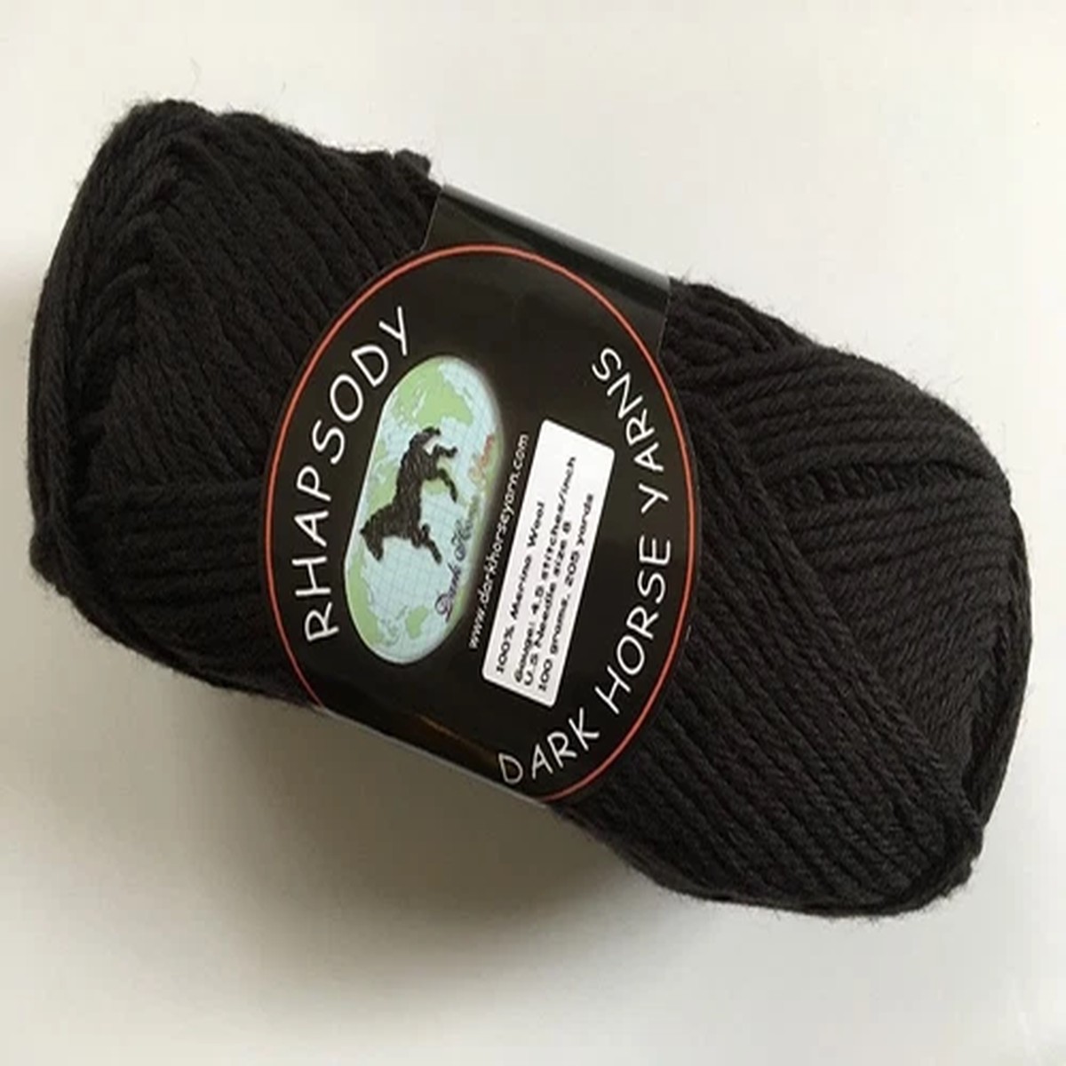 Dark Horse Yarns Rhapsody #61 Black 100% Merino Wool Yarn 100g 205y