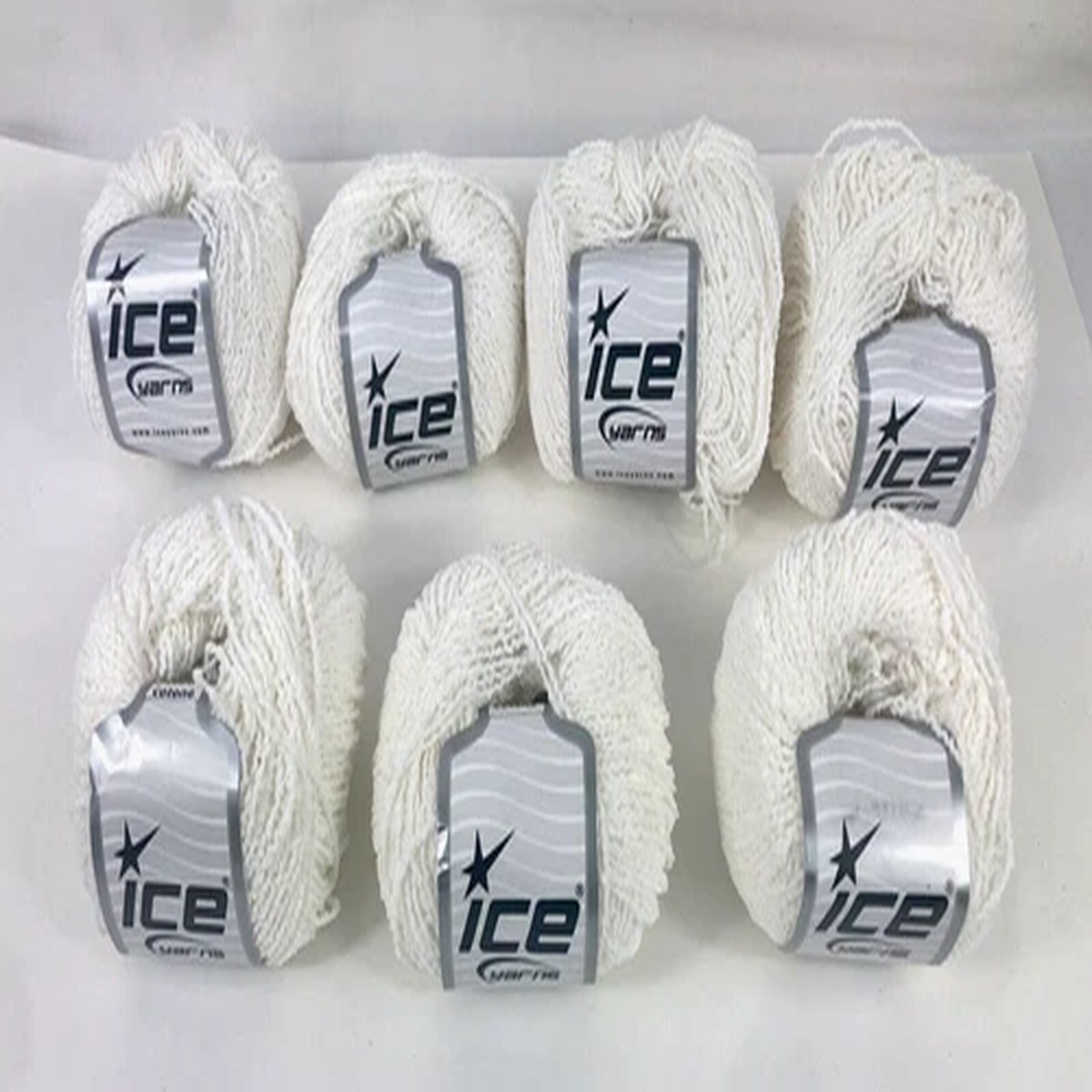 Lot of 7 Skeins Ice Yarns Soda Cotone ( 18% Cotton, 81% Polyamide & 1% Elastan)