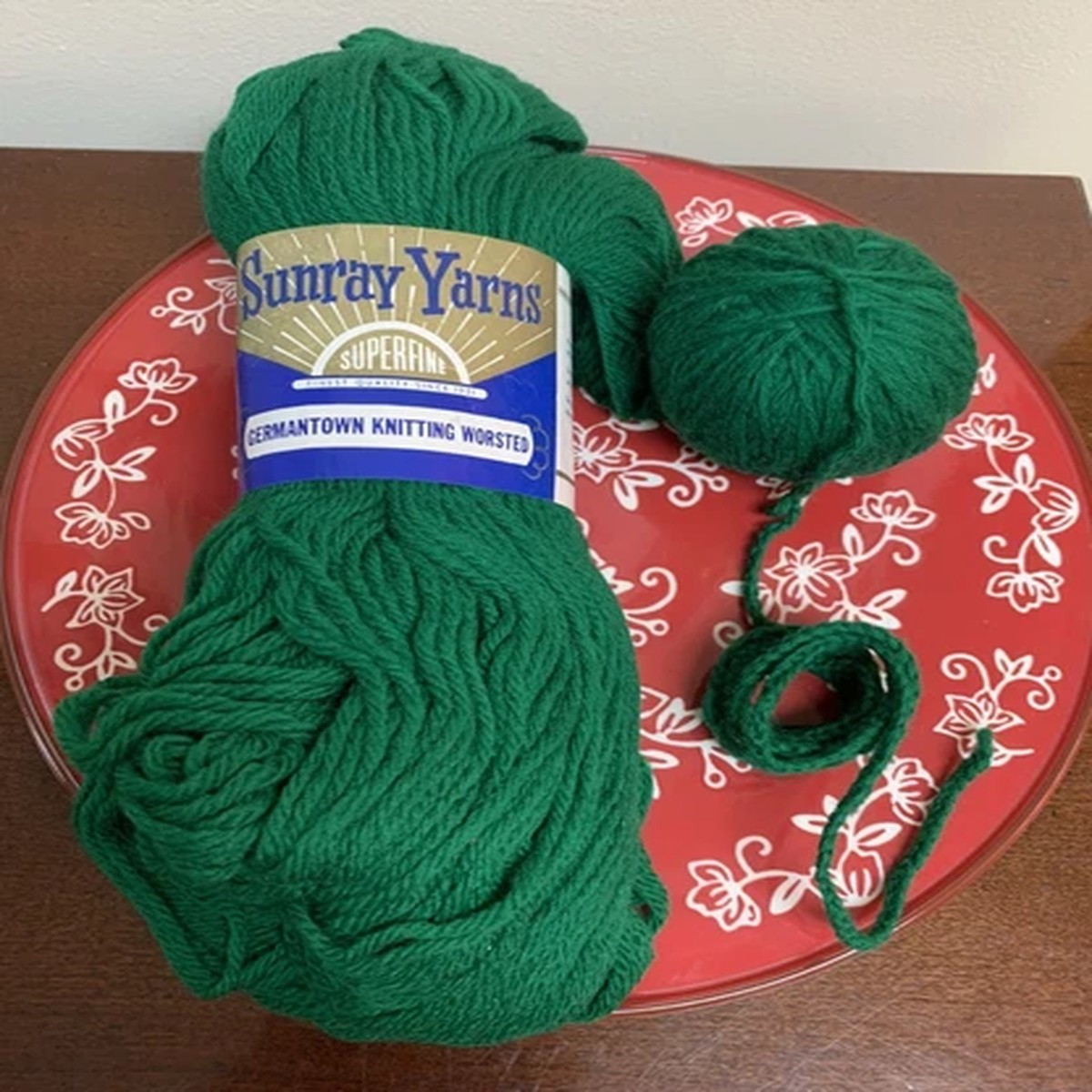 Lot of Germantown Knitting 100% Virgin Wool Worsted Hunter Green