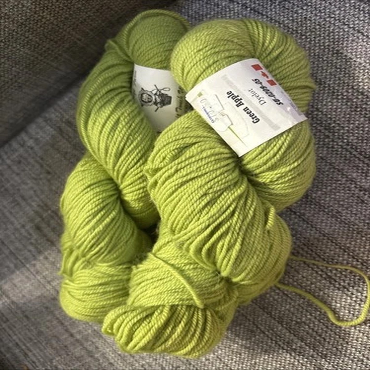 2- Skein-DeStash! 100% Wool Fingerling Weight Yarn-green Apple- Shelridge Farm