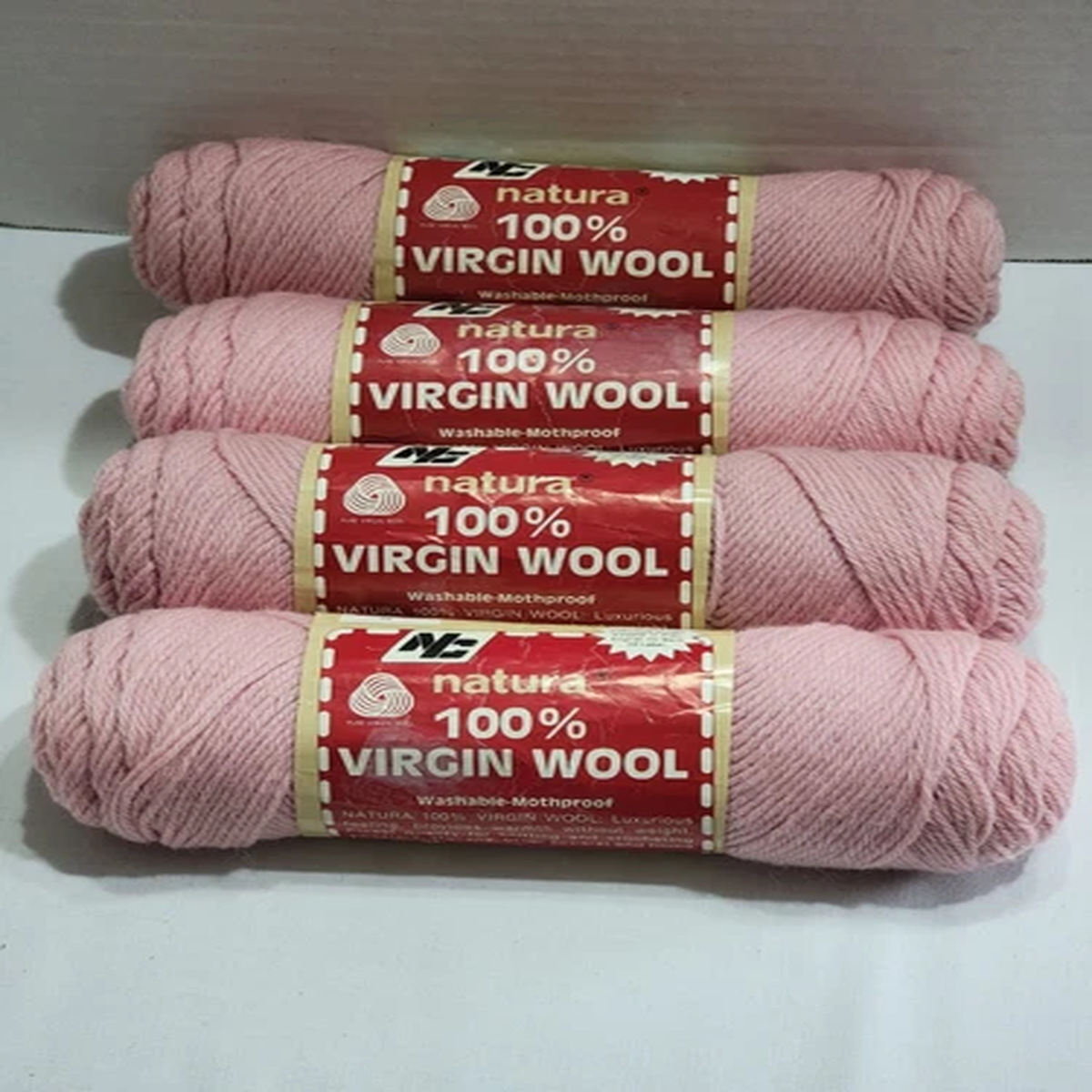 4 - 3 OZ SKEINS NATIONAL YARN CRAFTS NATURA 100% VIRGIN WOOL YARN LIGHT AZALEA