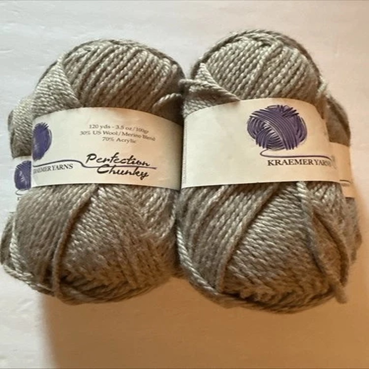 5 Skeins Kraemer Perfection Chunky Merino Wool Acrylic Blend. All Same Lot