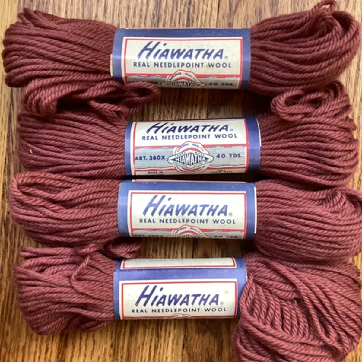 Hiawatha wool tapestry yarn #587 Dusty Rose 7 40 yd. hanks, matched lots