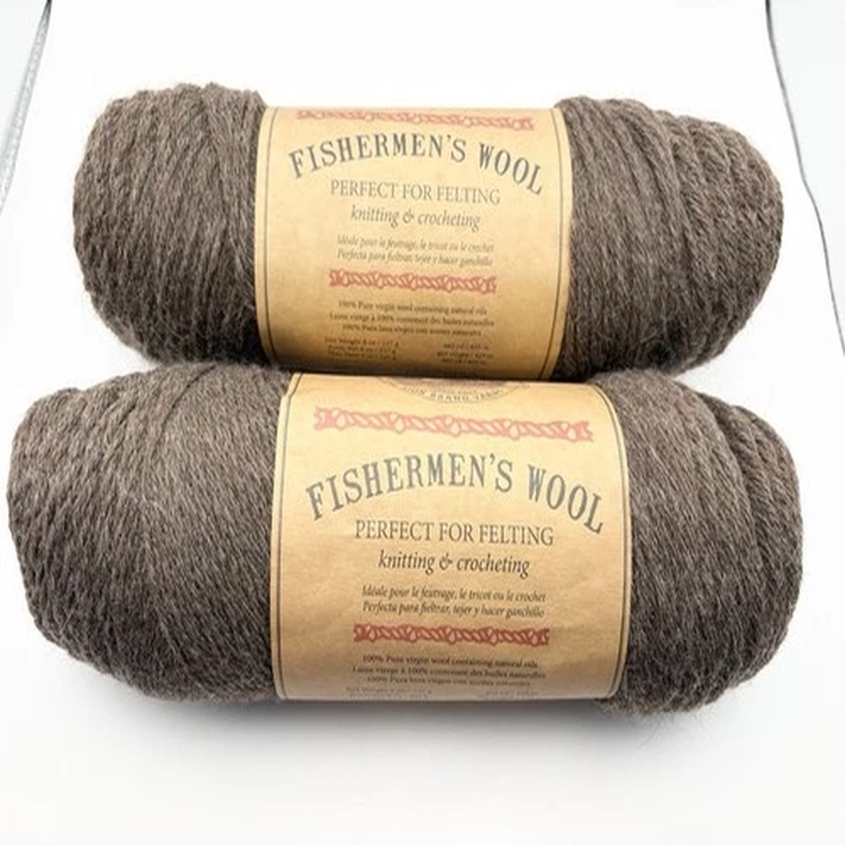 Lot of 2 Lion Brand Fisherman's Wool Worsted Natural Brown 465yds