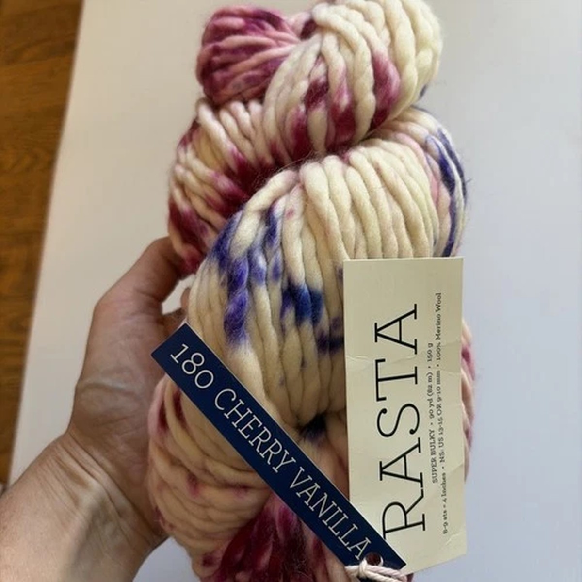 Malabrigo Rasta 100% Merino 90y/150g Super Bulky # 180 Cherry Vanilla