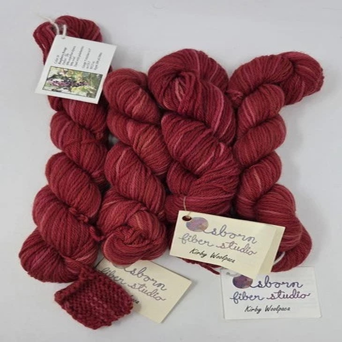 Osborn Fiber Studios KIRBY WOOLPACA Color#19 RASPBERRY ROUGE Lot of 4 NEW DISC