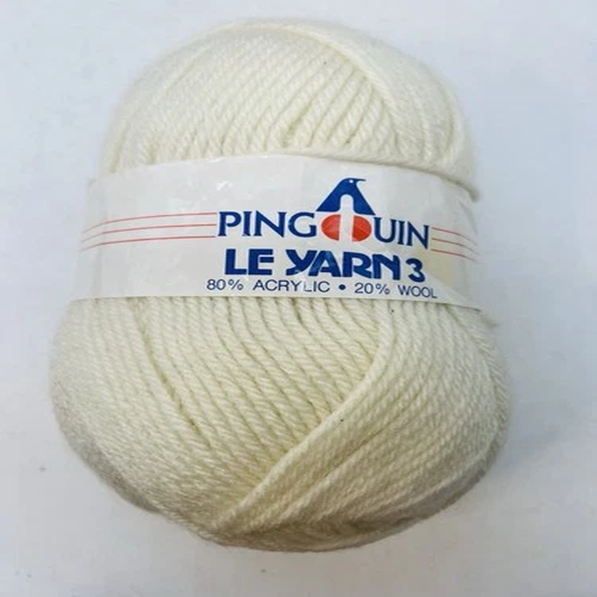 Pinguin Le Yarn Cream Ivory 20% Wool Yarn 3.5 Ounce Skein 100 gm Color 3