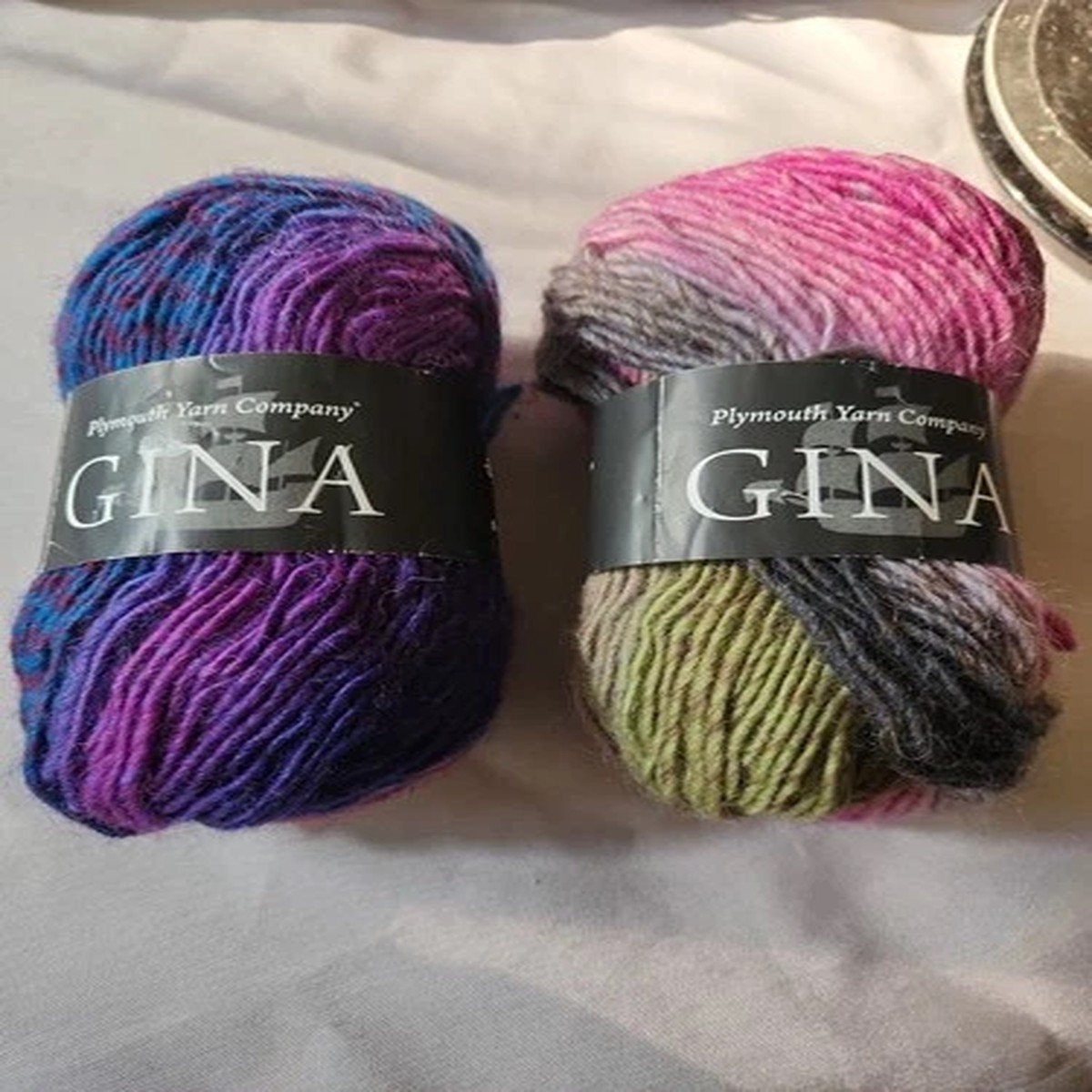 Plymouth Yarn Company Gina 2 Skeins Variegated 100% Wool 0008 & 0001