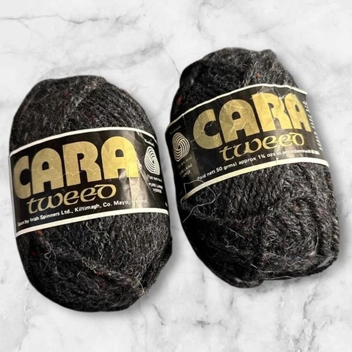 Vintage Cara Tweed Yarn Irish Spinners Ink #1014 Wool 50g Each Lot Of 2