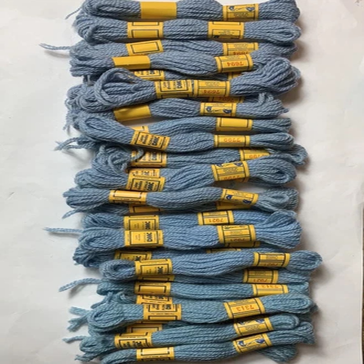 Vintage DMC Wool Yarn Laine Divisible 5 Meters Lot of 28 Blue