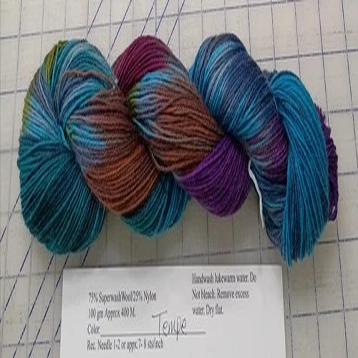 100 gm Skein Hand Dyed Painted Sock Fingering Yarn NWT Tempe