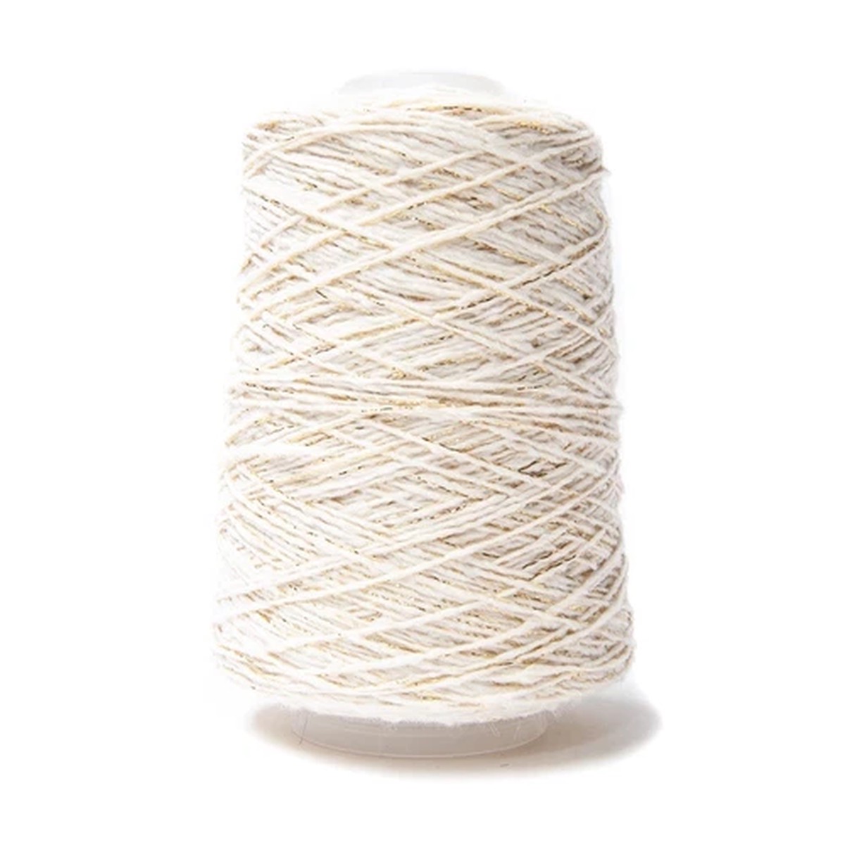 200G WHITE WITH GOLD LUREX TWIST YARN 73% WOOL 2.6NM F1563