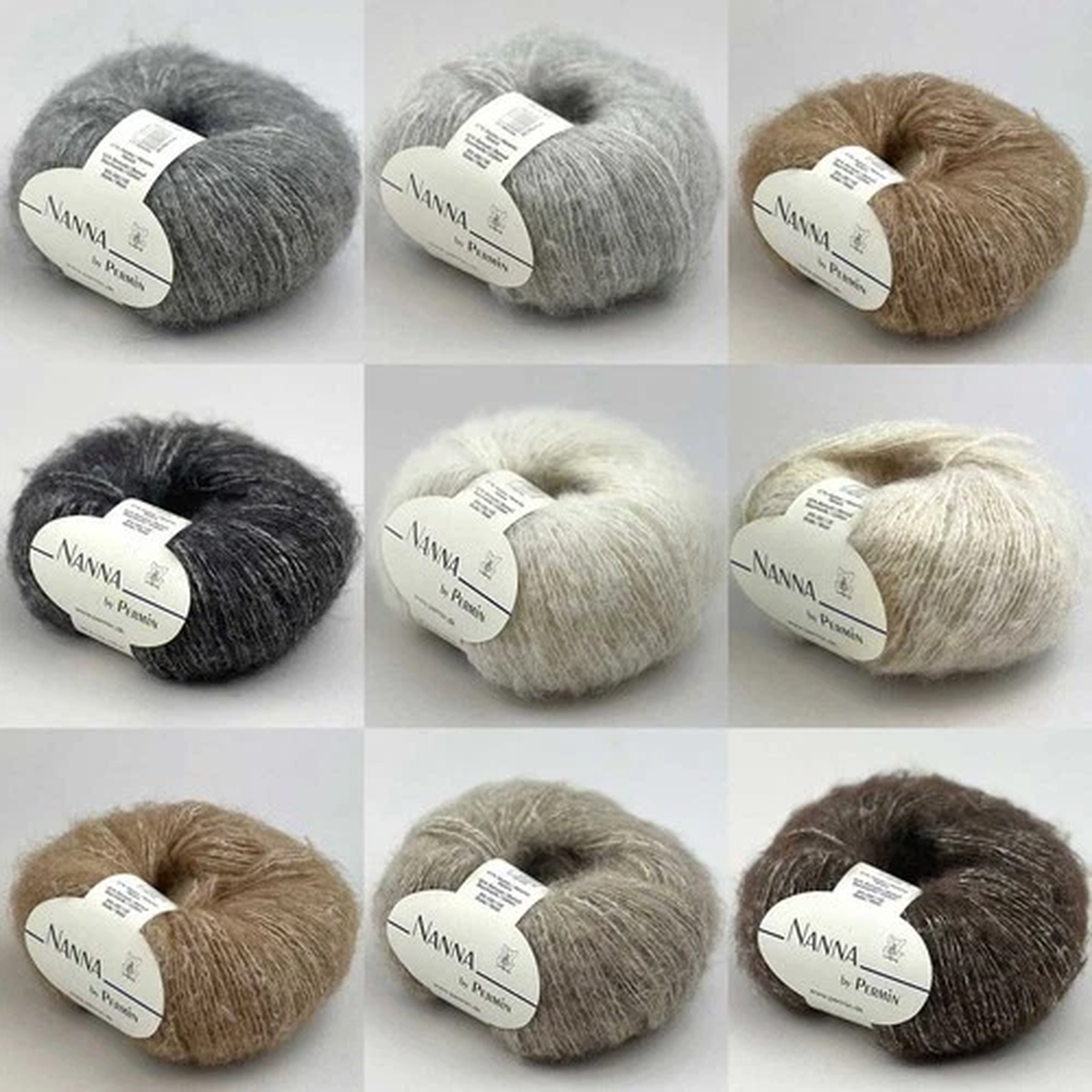 6x Nanna by Permin Undyed Yarn in Natural Alpaca Colours (Alpaca, Cotton, Meri