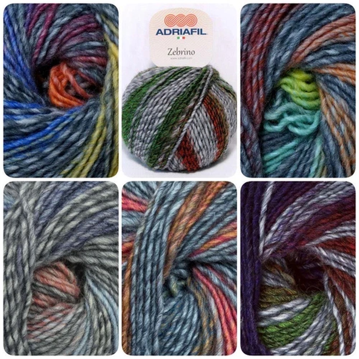 Adriafil Zebrino Worsted Self Striping Knitting Yarn Wool 50g Full Range