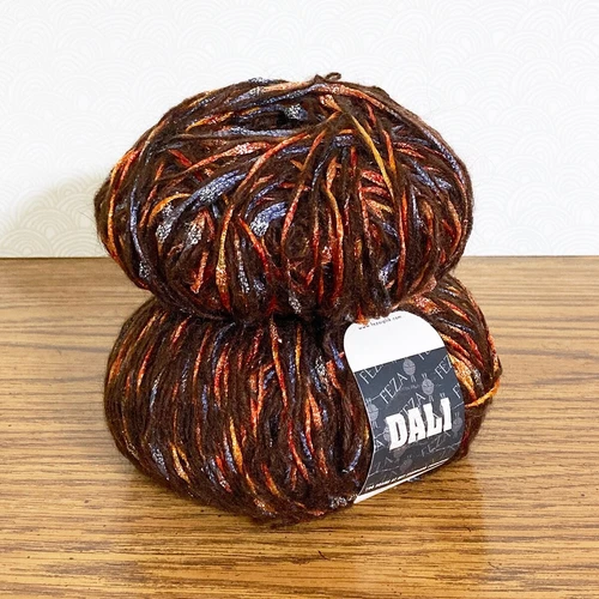 Brown Mohair Yarn Feza DALI 350y Worsted Variegated Metallic Discontinued