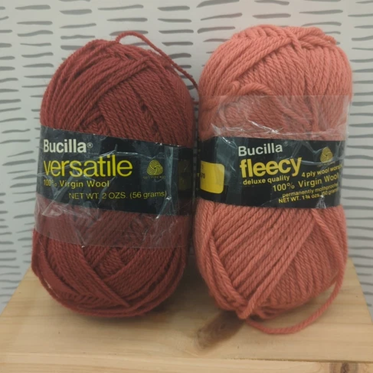 Bucilla Vintage Virgin Wool Yarn Pink Dark Red Mauve