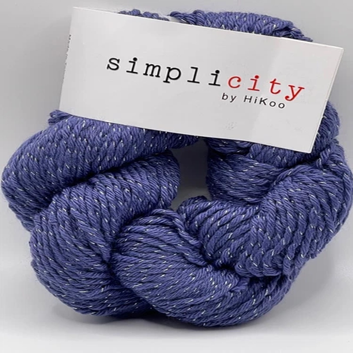 Hikoo Simplicity Metallic #306 Periwinkle Silver Merino Wool Blend Yarn 50g 117y