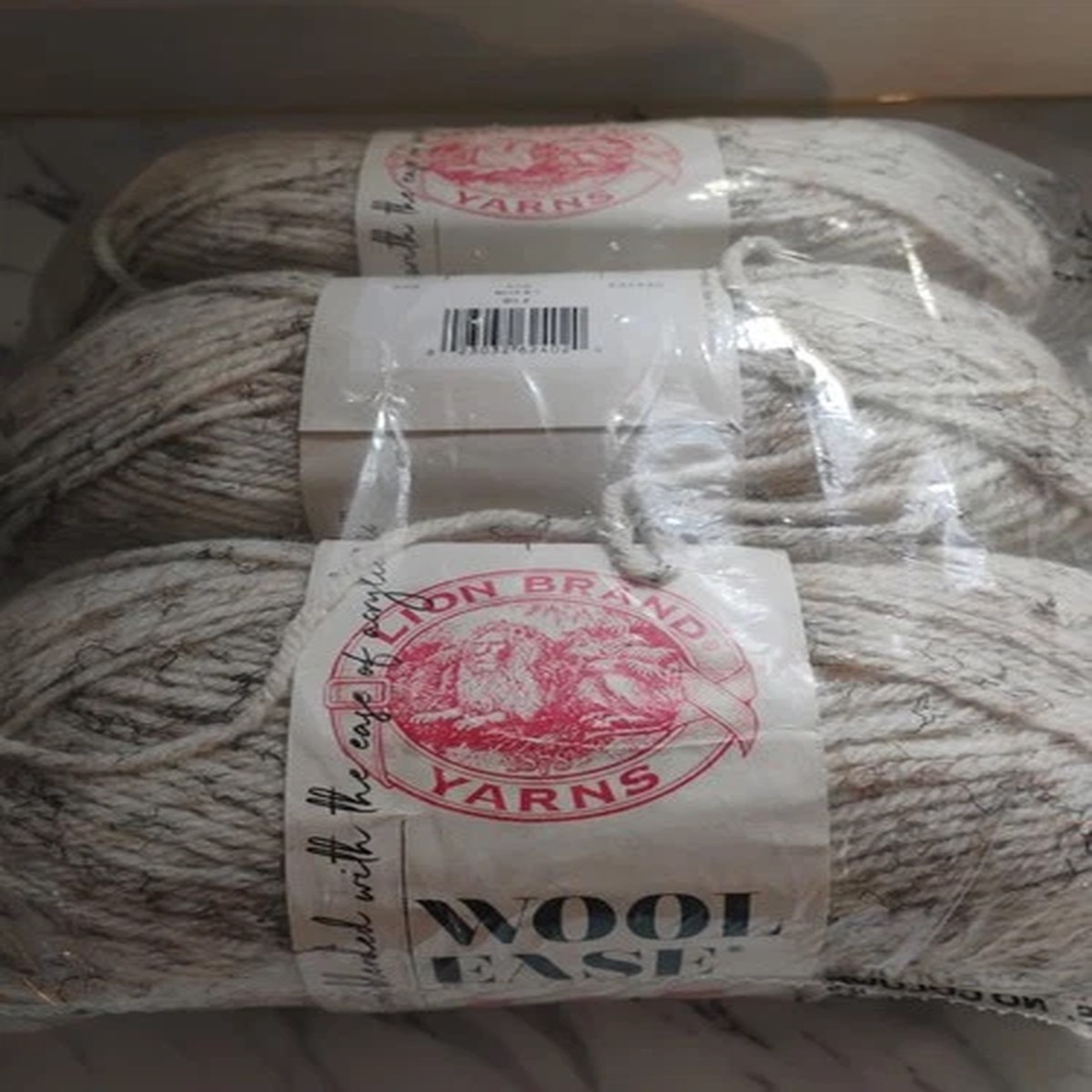 Lion Brand Wool-Ease Yarn in Wheat. 3 New Skeins.