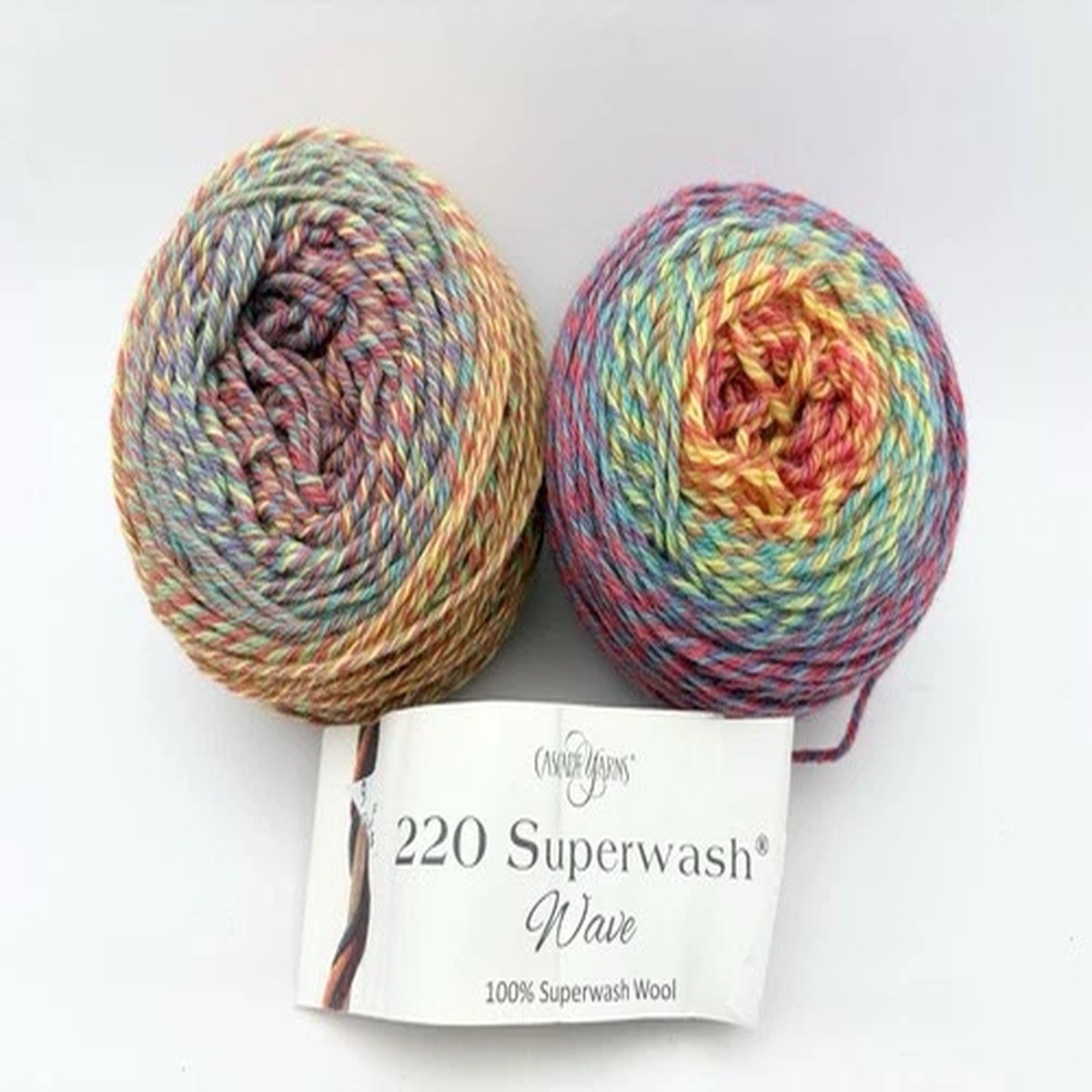 Lot of 2 Cascade 220 Superwash Wave Unicorn 220yds Superwash Wool Rainbow