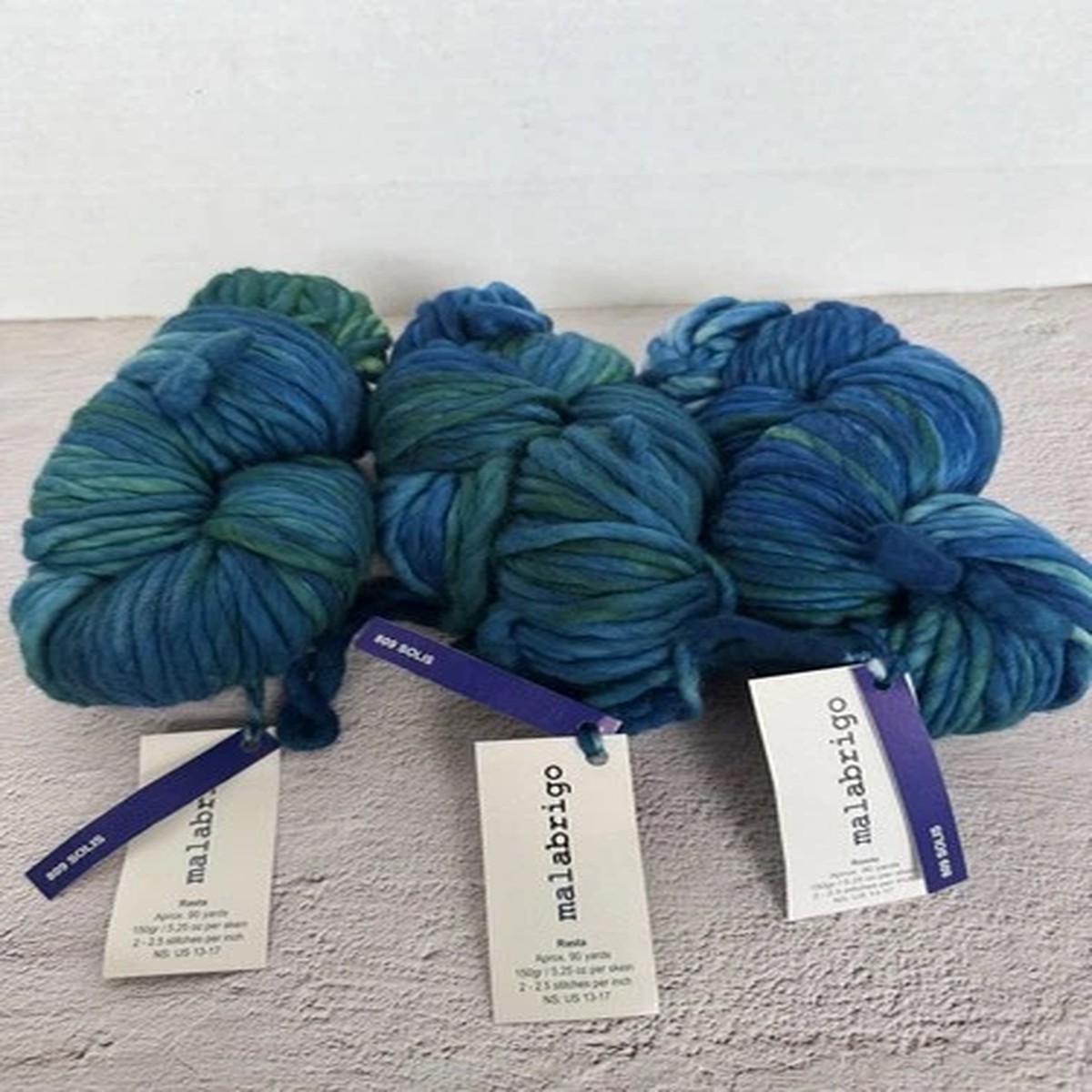 MAL ABRIGO RASTA YARN ~ Color#809-Solis~ 90yds/150g ~ 100% Merino ~ Lot of 3
