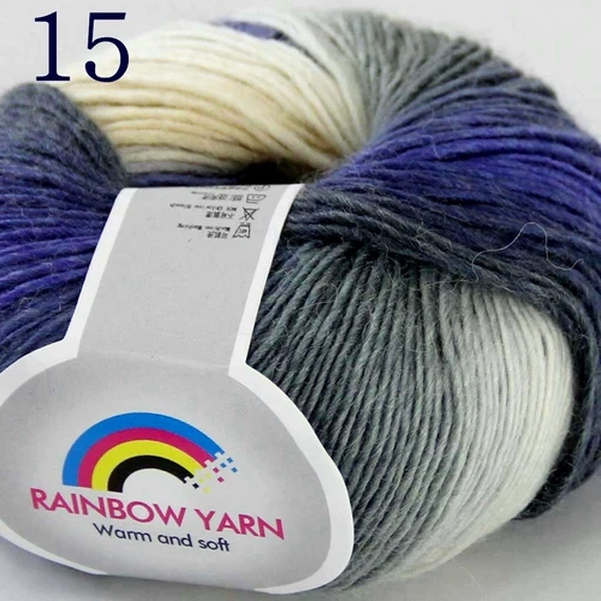 Sale 1Ballsx50gr Rainbow Blankets Rug Shawl Cashmere Wool Hand Crochet Yarn 15