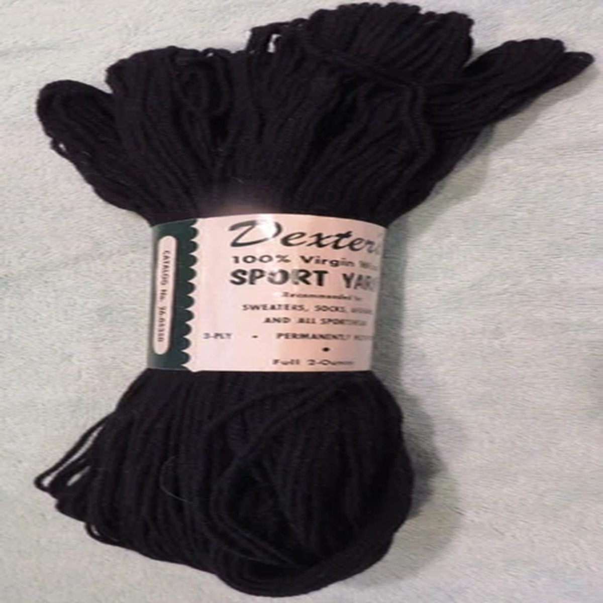 1 Vintage- Skein-Decter's 100% Virgin Wool Sport Yarn Black-#1039 - 3 ply 2 oz